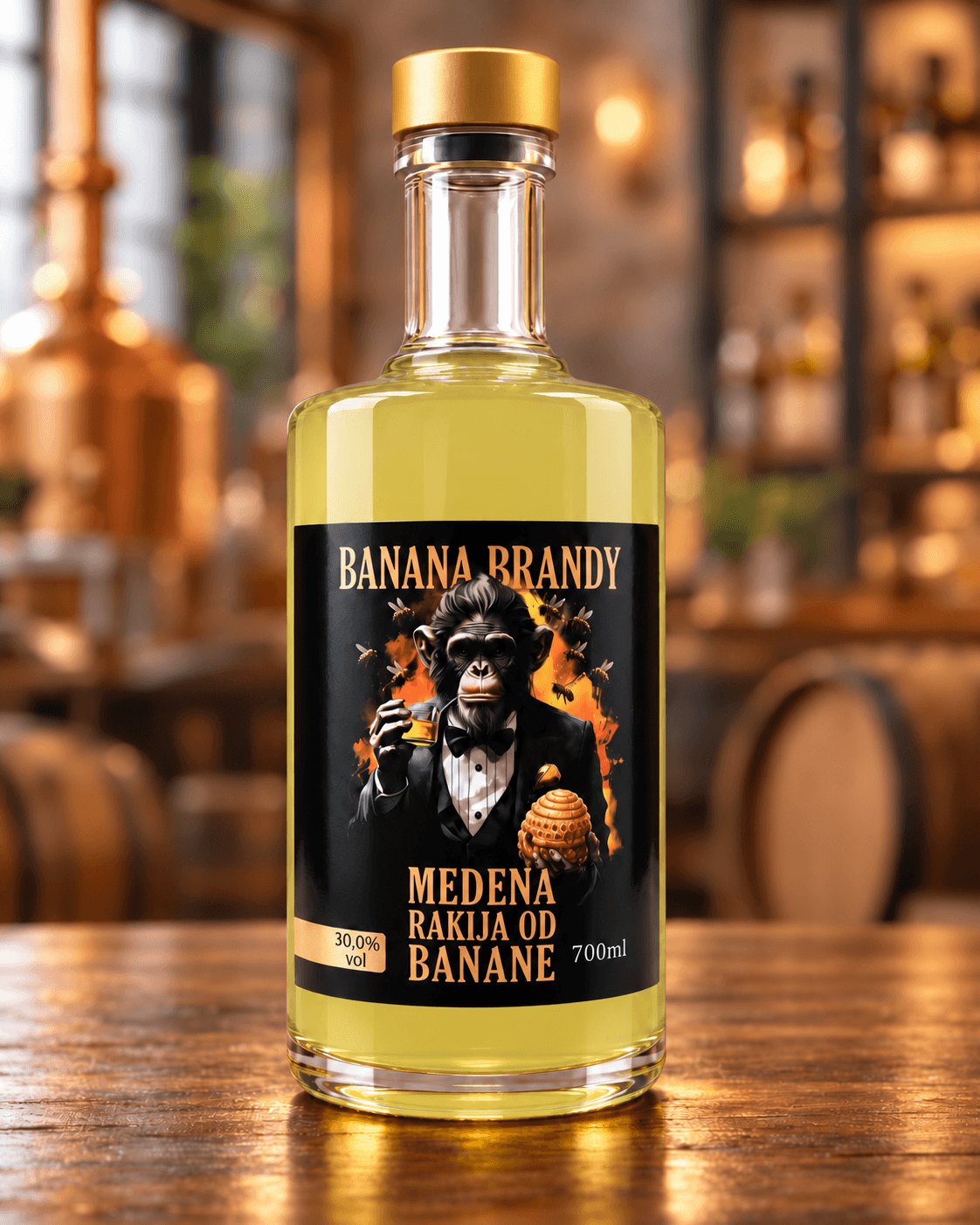 Medena banana rakija sa domaćim livadskim medom, 30% vol., 700 ml
